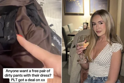 A Brit shopper was left feeling sick after finding a pair of dirty worn pants stuffed inside her new £32 PrettyLittleThing dress from her holiday haul.