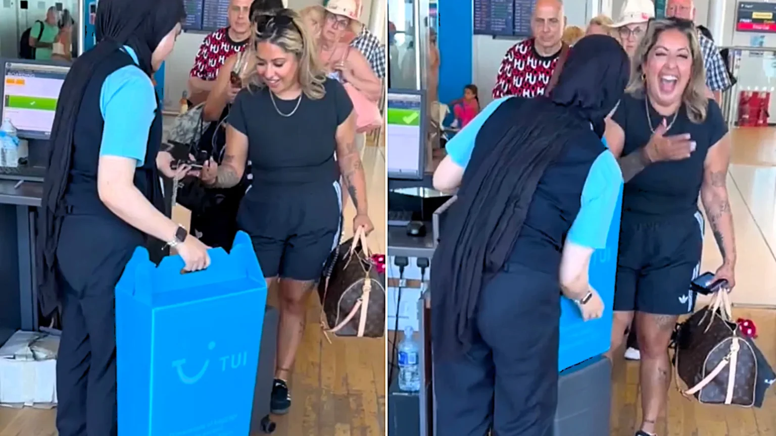 A Brit was slapped with a £45 luggage fine after Tui used a bag tester so slim travellers compared it to a "Happy Meal" box - her viral clip racked up 1.3m views.