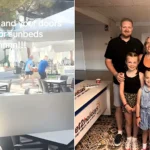 Brits were filmed shoving past kids and hurling sunbeds in a chaotic pool stampede in Salou - queuing two hours before it even opened to bag the best spot.