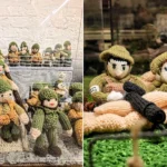 An extraordinary 80-metre exhibition depicting the D-Day landings, Spitfires and the Blitz has been created entirely from knitting and crochet by 200 volunteers.