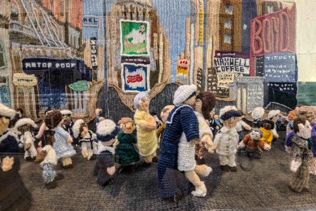 An extraordinary 80-metre exhibition depicting the D-Day landings, Spitfires and the Blitz has been created entirely from knitting and crochet by 200 volunteers.