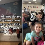 A US military dad has been divided opinion after sheltering his two young kids in an airport breastfeeding pod overnight, when Delta refused a hotel voucher after delays.