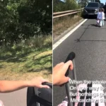 A family boarded their flight with a matter of minutes to spare after being forced to sprint down the motorway on foot when a lorry crash brought the M6 to a halt.