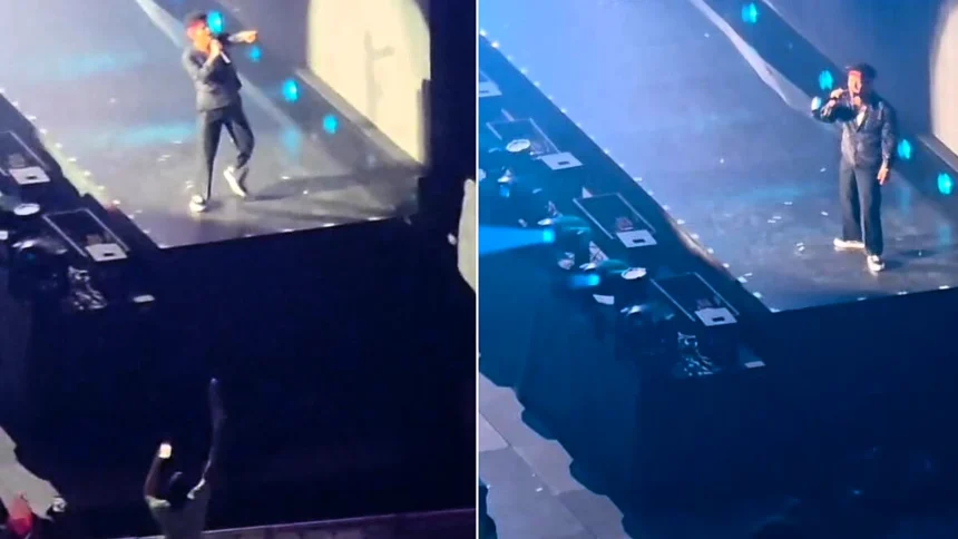 A fan was spotted hurling a pint at Bruno Mars during the final night of his sold-out Wembley run - before security shoved him into the crowd - but the star carried on like a pro.