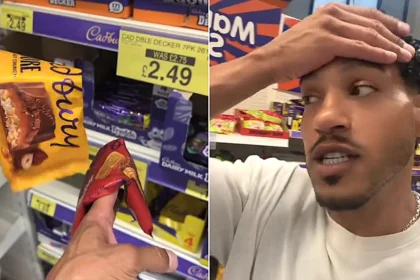 A former X Factor star has slammed B&M for being "too hot" after finding the entire chocolate aisle melted on the shelves during the UK heatwave - bars were "folding in half".