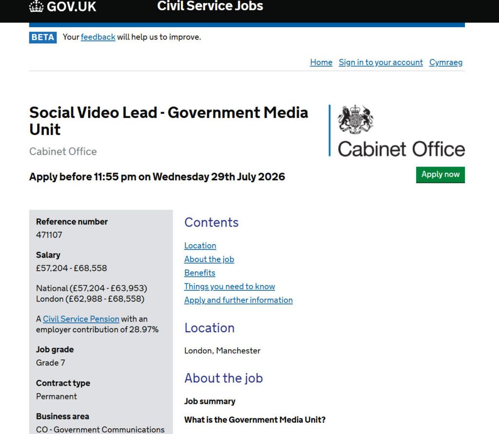 The UK Government has been slammed after advertising a social media job paying up to £21k more than a role protecting nuclear submarines from cyber attacks.