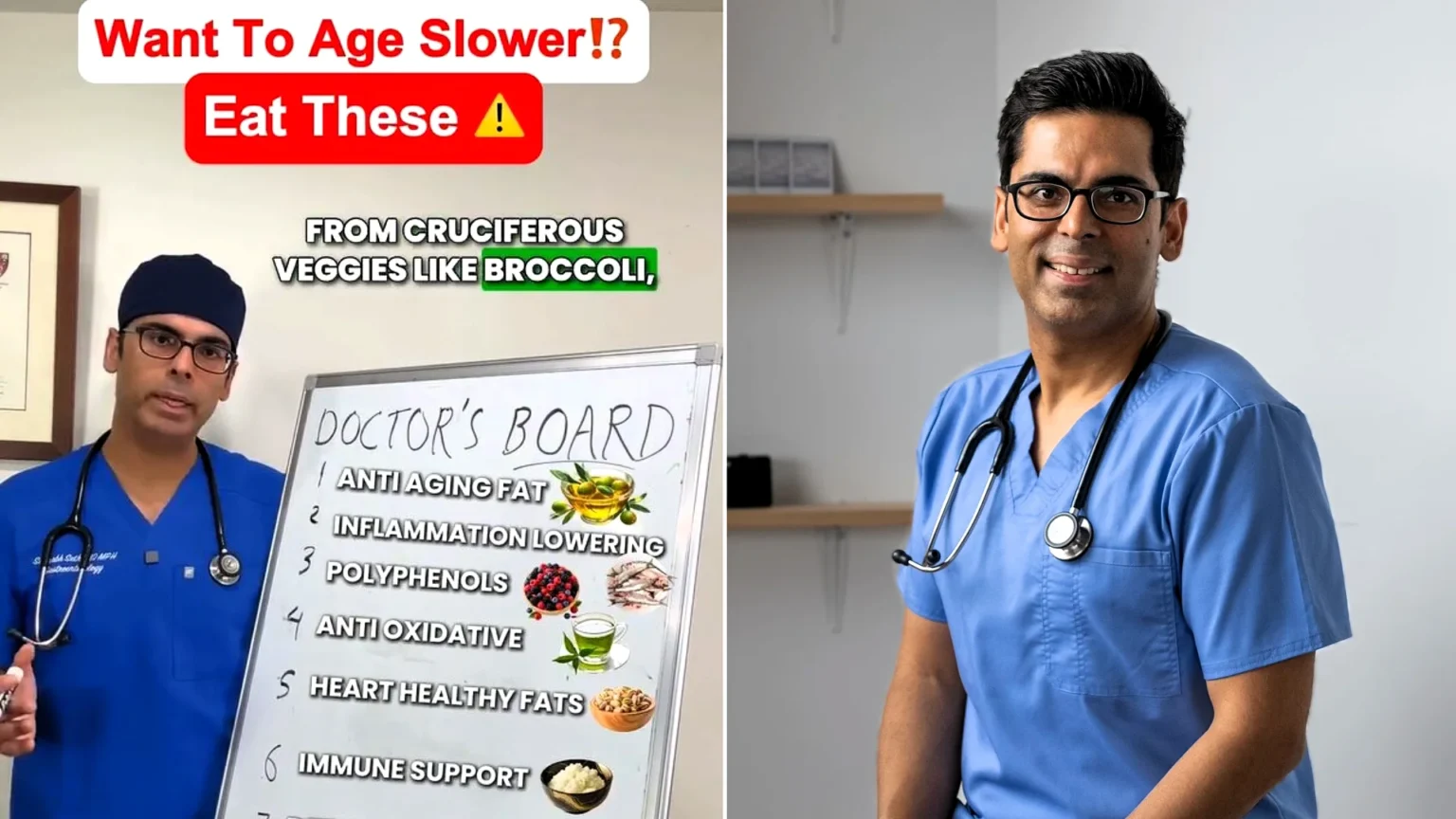 A Harvard-trained doctor has revealed the eight cheap, everyday foods that could slow the ageing process - and most are already sitting in your kitchen right now.