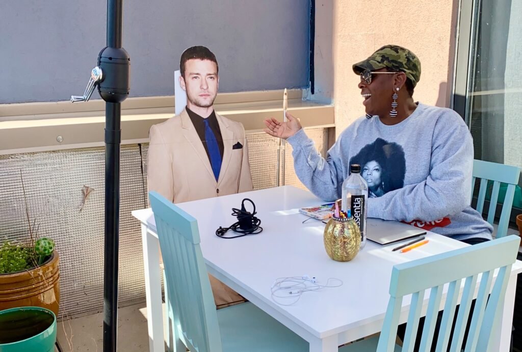 Woman's life-sized cardboard Justin Timberlake cutout got a new face for a 97-year-old's surprise birthday party - and the bizarre journey won approval from the real JT himself.