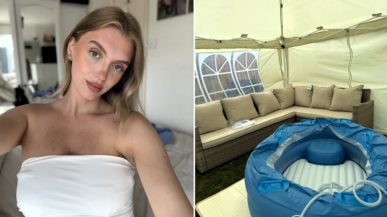 Eyelash tech trolled for her cosy garden home birth - which critics said would make neighbours think she was having an exorcism - was rushed to hospital in the end.