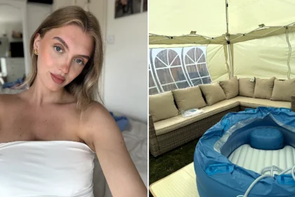 Eyelash tech trolled for her cosy garden home birth - which critics said would make neighbours think she was having an exorcism - was rushed to hospital in the end.