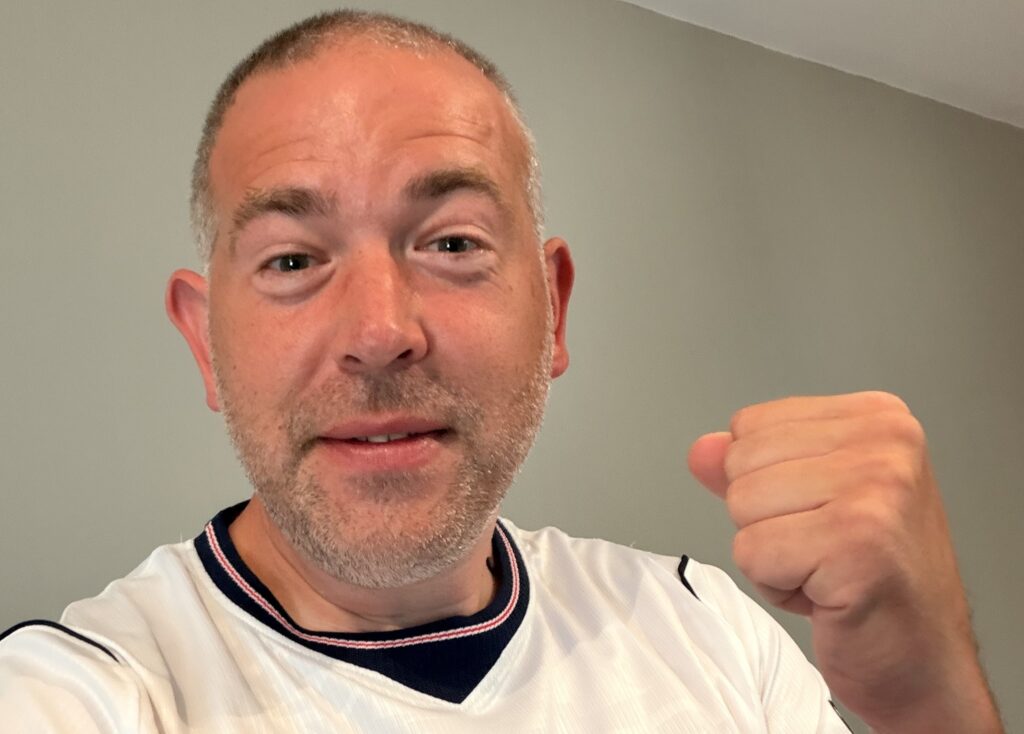 Superfan cheered England's 3-2 World Cup win over Mexico in total silence at 4am to avoid waking his kids - before starting work at 5:30am on just two hours' sleep.