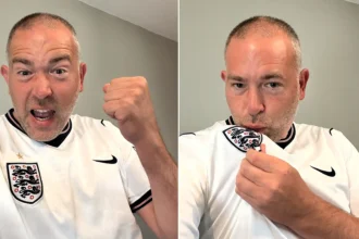 Superfan cheered England's 3-2 World Cup win over Mexico in total silence at 4am to avoid waking his kids - before starting work at 5:30am on just two hours' sleep.