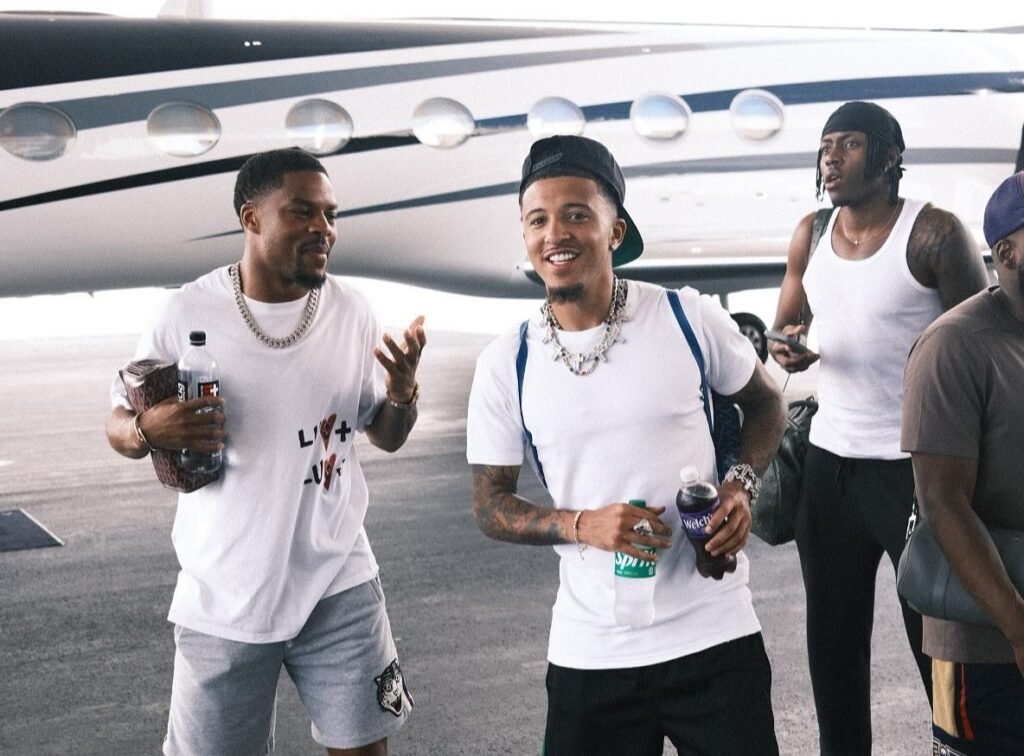 Forgotten £73m star Jadon Sancho has been spotted near a lads' holiday haven in Portugal - still without a club after leaving Man United weeks before the season opener.
