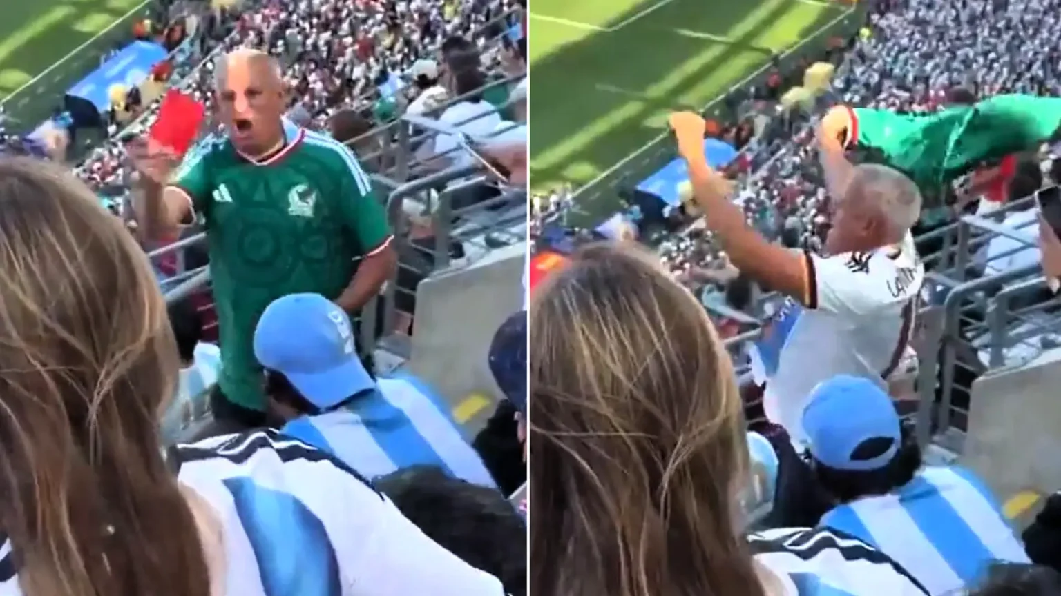 A Mexico fan enraged Argentina supporters at the World Cup final by peeling off his shirt to reveal a Spain jersey - after Spain beat Argentina to lift the trophy.
