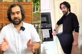 American who moved to the UK claims the decision 'saved' his life after he lost over nine stone in just over a year - and he says it's all down to eating good old British food.