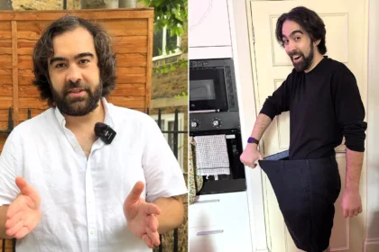 American who moved to the UK claims the decision 'saved' his life after he lost over nine stone in just over a year - and he says it's all down to eating good old British food.
