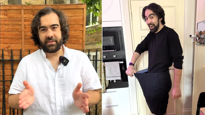 American who moved to the UK claims the decision 'saved' his life after he lost over nine stone in just over a year - and he says it's all down to eating good old British food.