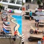 The great British sunbed wars have reached new heights after holidaymakers were filmed rising at dawn to stake their claim to poolside loungers in Tenerife - then heading off for breakfast.
