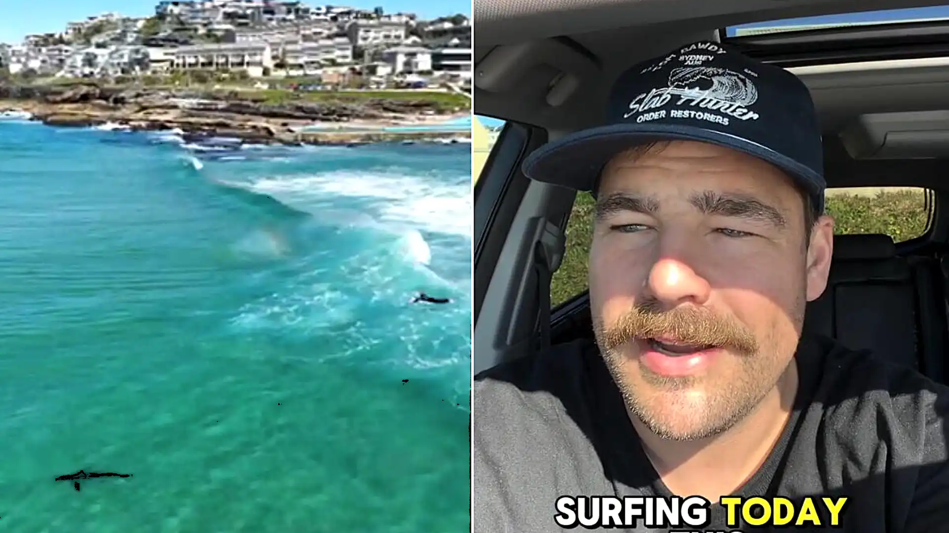 A bodyboarder came within one metre of a suspected 3.5m great white shark before racing along the beach to warn dozens of surfers to get out of the water.
