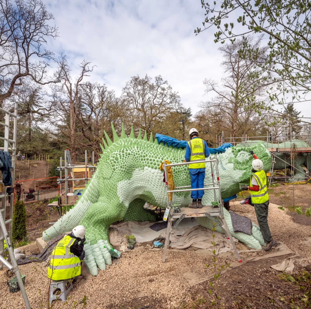 The world's first life-sized dinosaur sculptures have been saved from the at-risk register after a £27m project restored the 172-year-old Victorian icons.