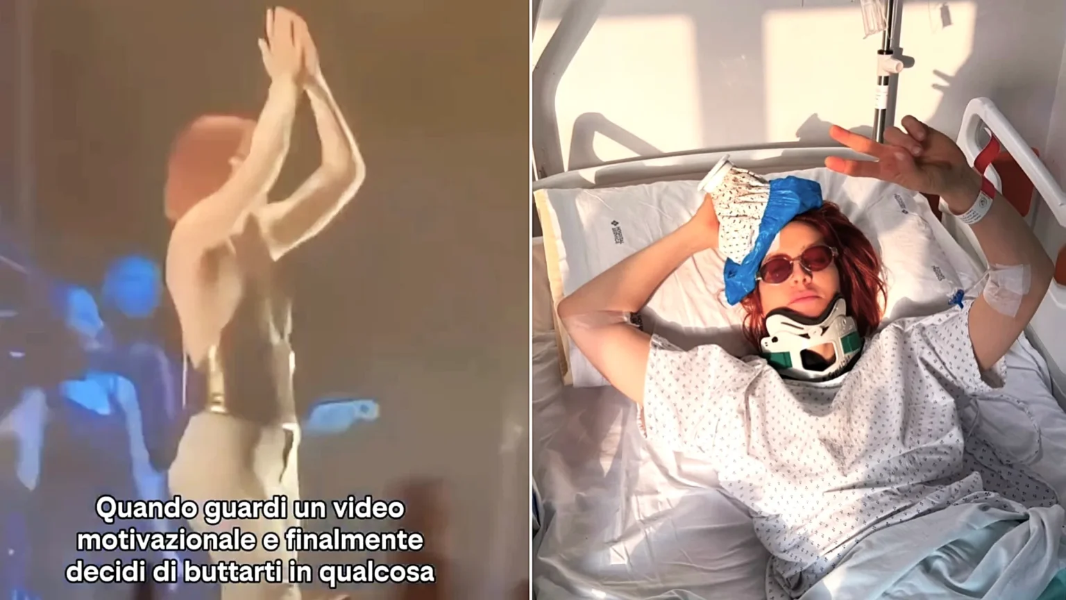 An X Factor Italia star has been hospitalised after tumbling off stage while waving to the crowd in Italy - Noemi suffered a head wound and must rest for four weeks.