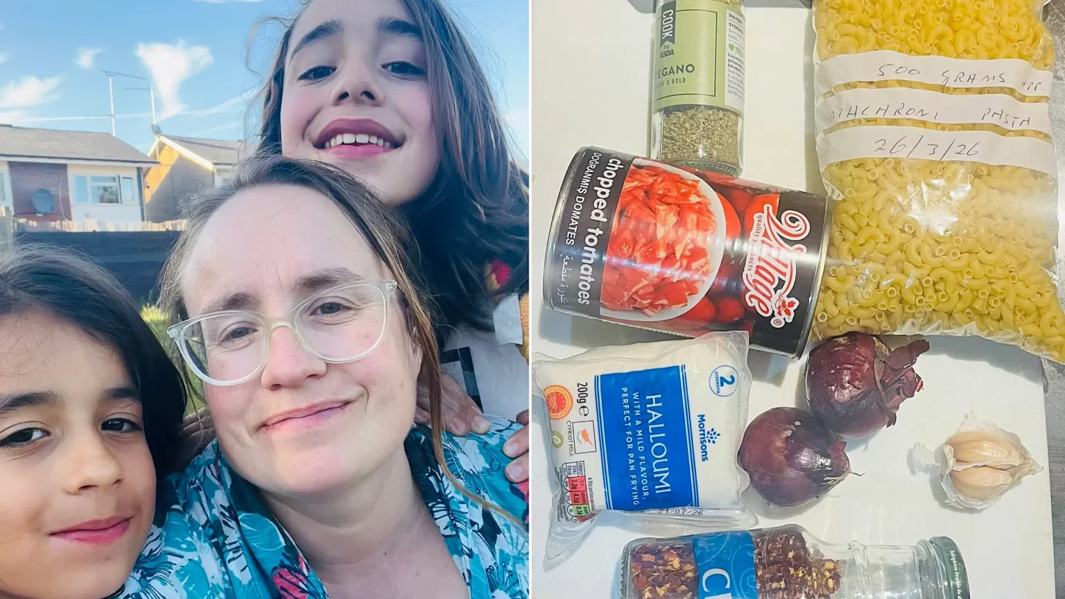 Single mum feeds her family of three for just £174.30 a month by rescuing yellow-sticker bargains and unwanted food pantry finds to cook creative meals.