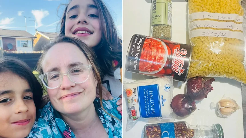 Single mum feeds her family of three for just £174.30 a month by rescuing yellow-sticker bargains and unwanted food pantry finds to cook creative meals.
