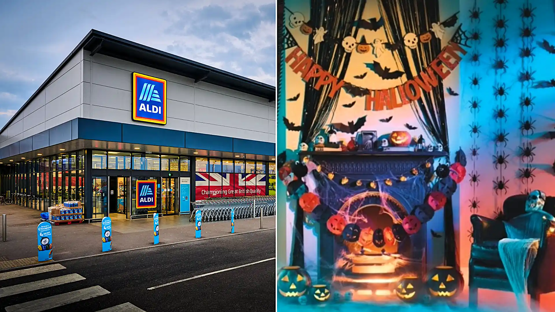 Aldi has unveiled a huge new Halloween range with prices from just 99p - including life-sized skeletons, floating witch hats and inflatable garden decorations.