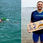 British dad becomes the first to swim Switzerland's 10 biggest lakes - 233 miles of freezing water for the charity that helped his son.