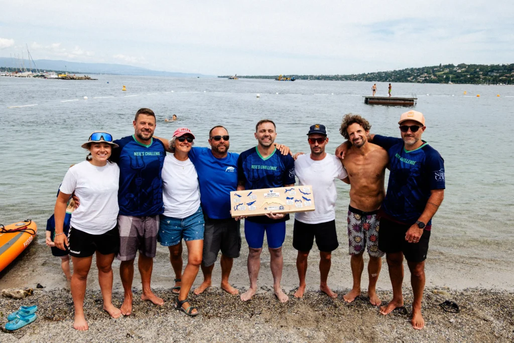 British dad becomes the first to swim Switzerland's 10 biggest lakes - 233 miles of freezing water for the charity that helped his son.