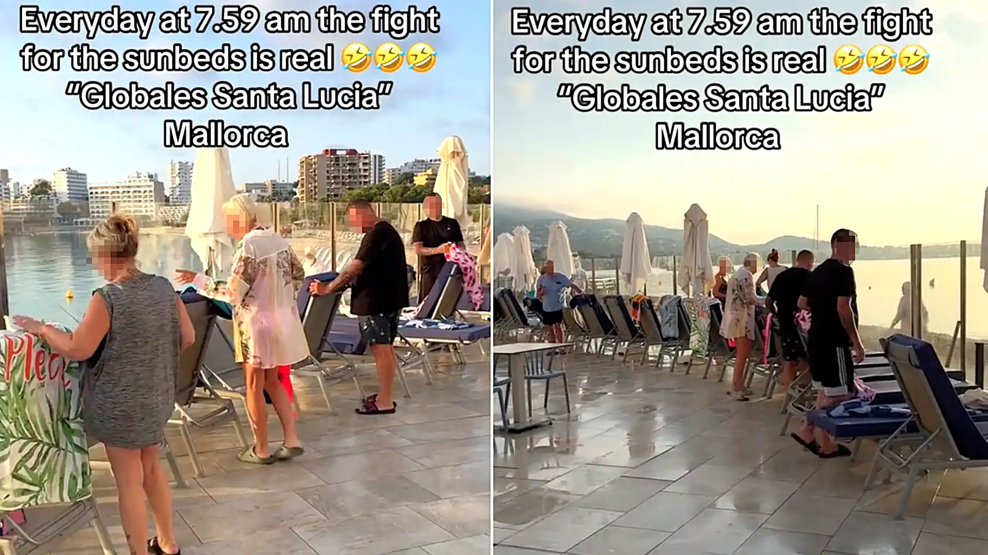 Brit exposes 6am sunbed 'carnage' at his Mallorca hotel - he claims it has 170 rooms but only 130 loungers, with all of them gone within five minutes.