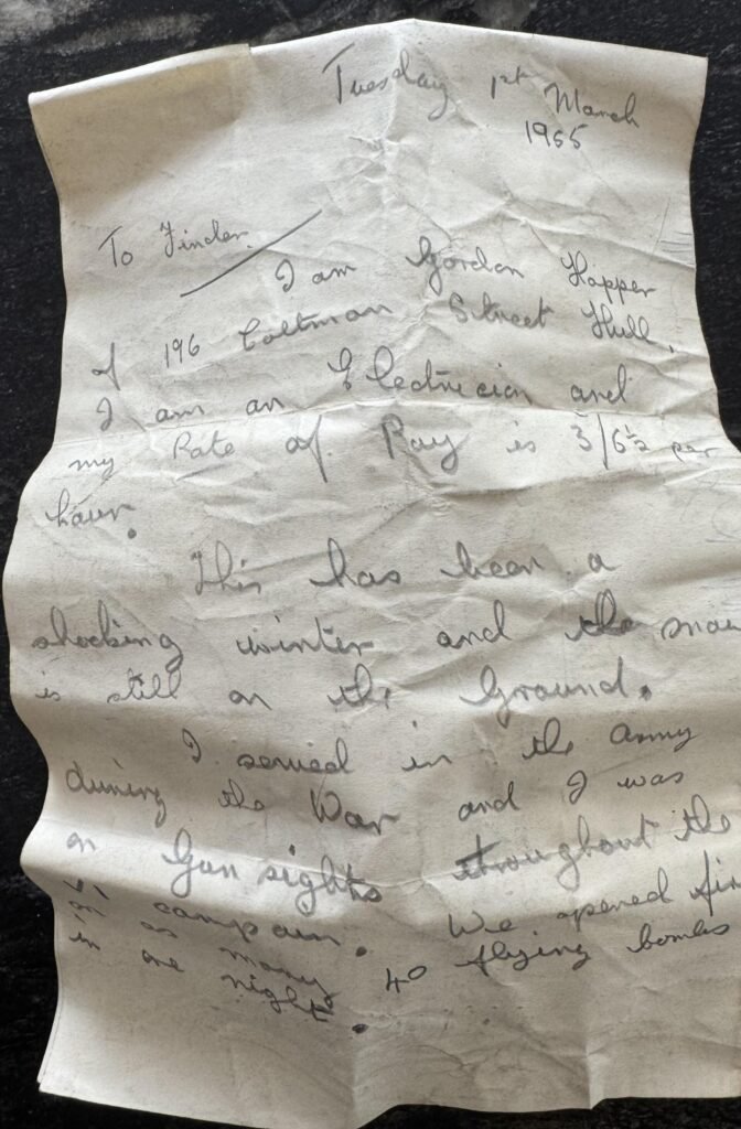 A homeowner renovating his house was stunned to find a mystery letter hidden behind a wall for 71 years - addressed simply to the finder.