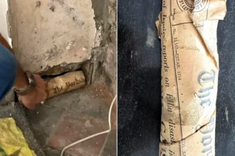 A homeowner renovating his house was stunned to find a mystery letter hidden behind a wall for 71 years - addressed simply to the finder.
