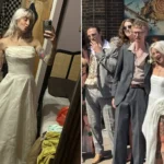 Bride who bought her dream wedding dress for just £2 at a charity shop pop-up is urging others to ditch designer gowns - after having it altered into a one-of-a-kind design.