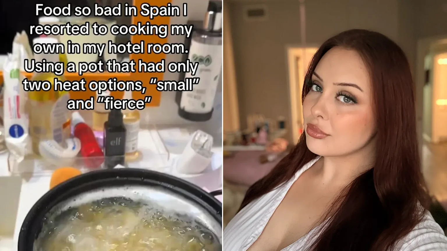 US influencer sparks a fierce debate after cooking her own meals in a Barcelona hotel room because she found Spanish food too flavourless - while recovering from life-saving surgery.