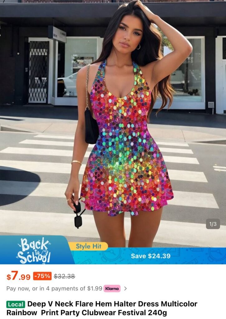 A Shein shopper ordered a dazzling sequin dress for her birthday - but was left stunned when the sparkles arrived simply printed onto flat fabric, going viral online.