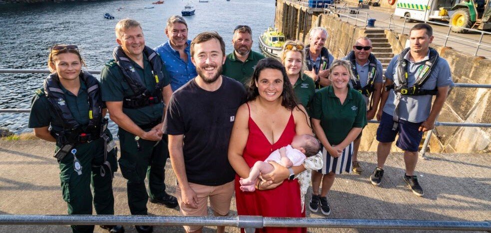 A baby girl named Harriet was born on a marine ambulance racing between Channel Islands during a lightning storm - arriving at 11:11pm, two weeks earlier than planned.
