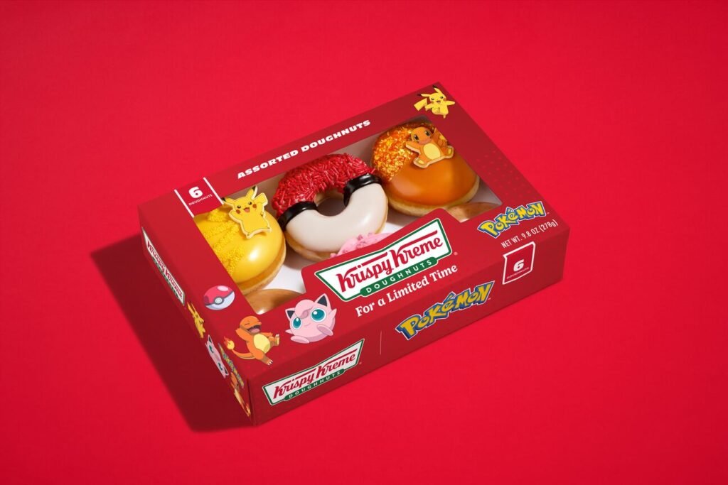 Krispy Kreme has unveiled three Pokémon doughnuts inspired by Pikachu, Charmander and Jigglypuff - with two mystery characters still to come.