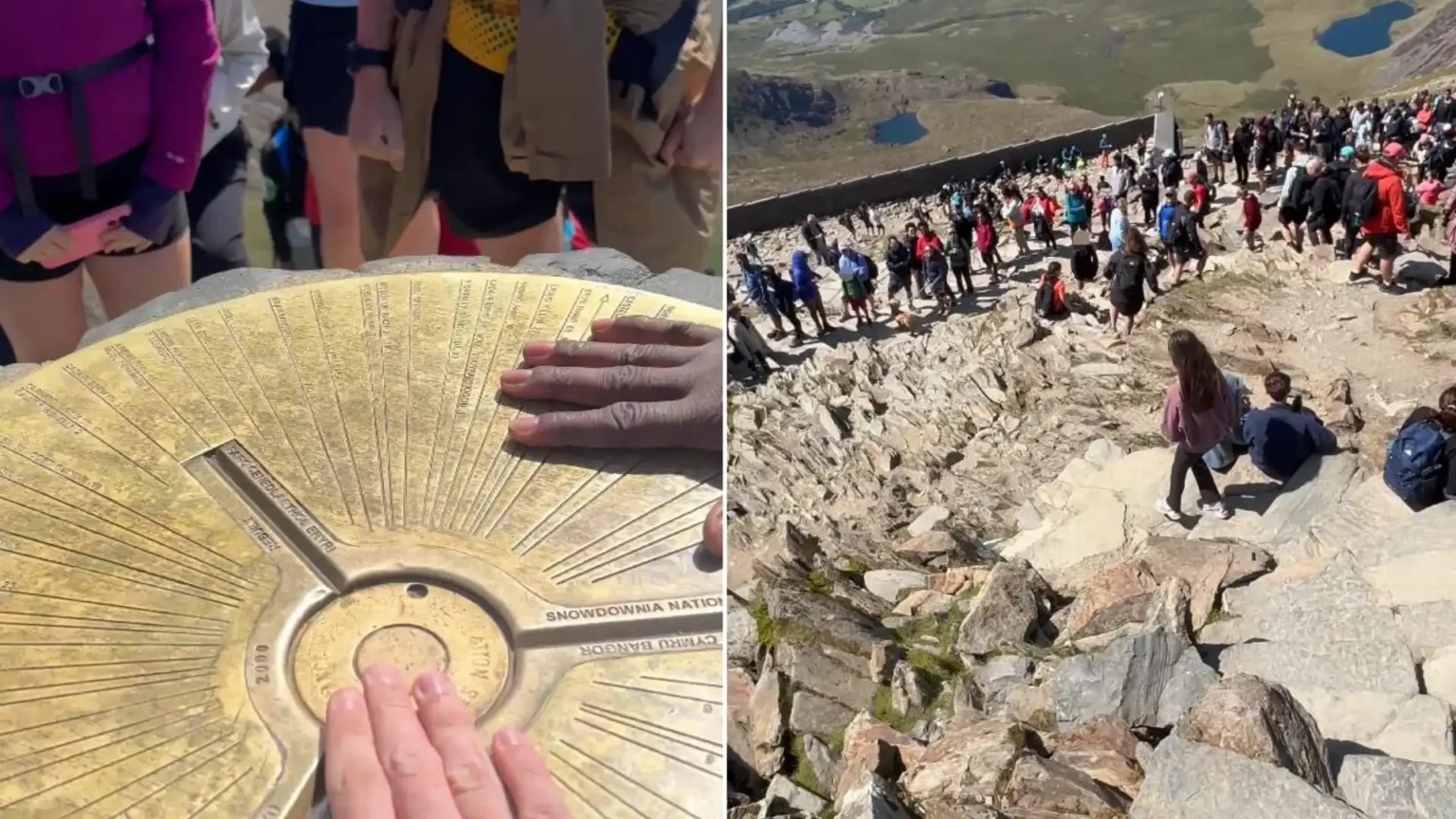 A hiker has been slammed by 'Karens' for skipping a huge queue to reach the summit of Snowdon, with one woman even shouting at someone to 'chuck his phone off'.