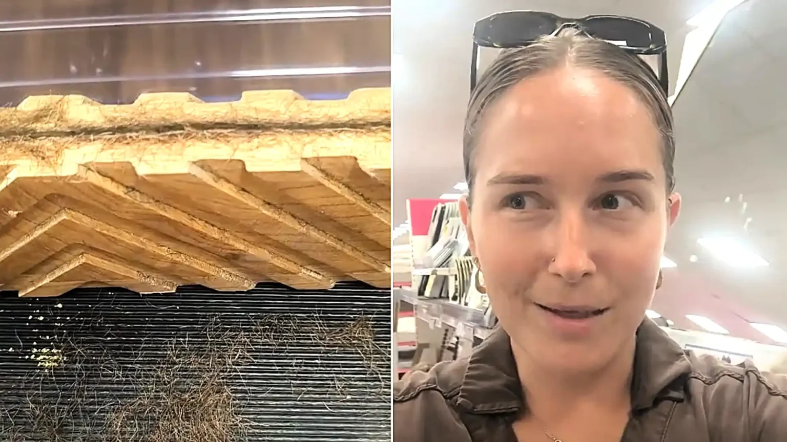 A mum was left horrified after finding what appeared to be a pile of beard hair beneath a mirror at The Range - joking the store now offers trimming services.