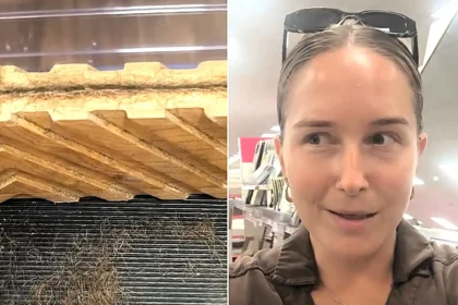 A mum was left horrified after finding what appeared to be a pile of beard hair beneath a mirror at The Range - joking the store now offers trimming services.