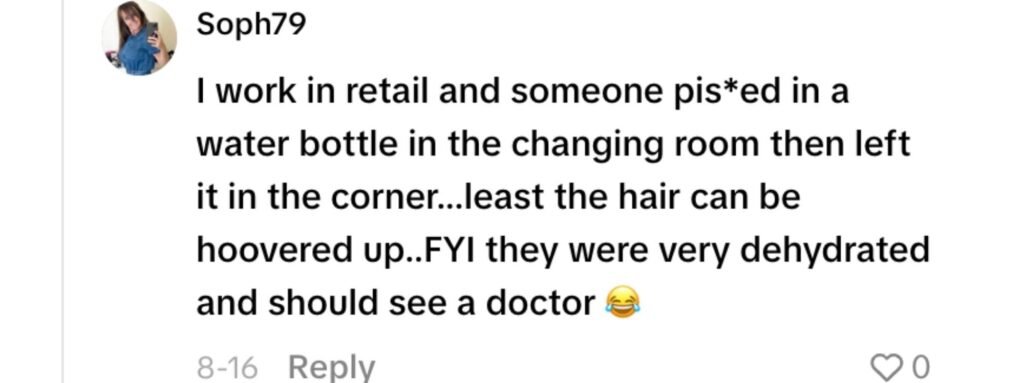 A mum was left horrified after finding what appeared to be a pile of beard hair beneath a mirror at The Range - joking the store now offers trimming services.