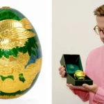 A rare solid gold Cadbury egg from the 1983 Conundrum treasure hunt has sold for a staggering £123,500 - smashing a world auction record and its estimate six times over.