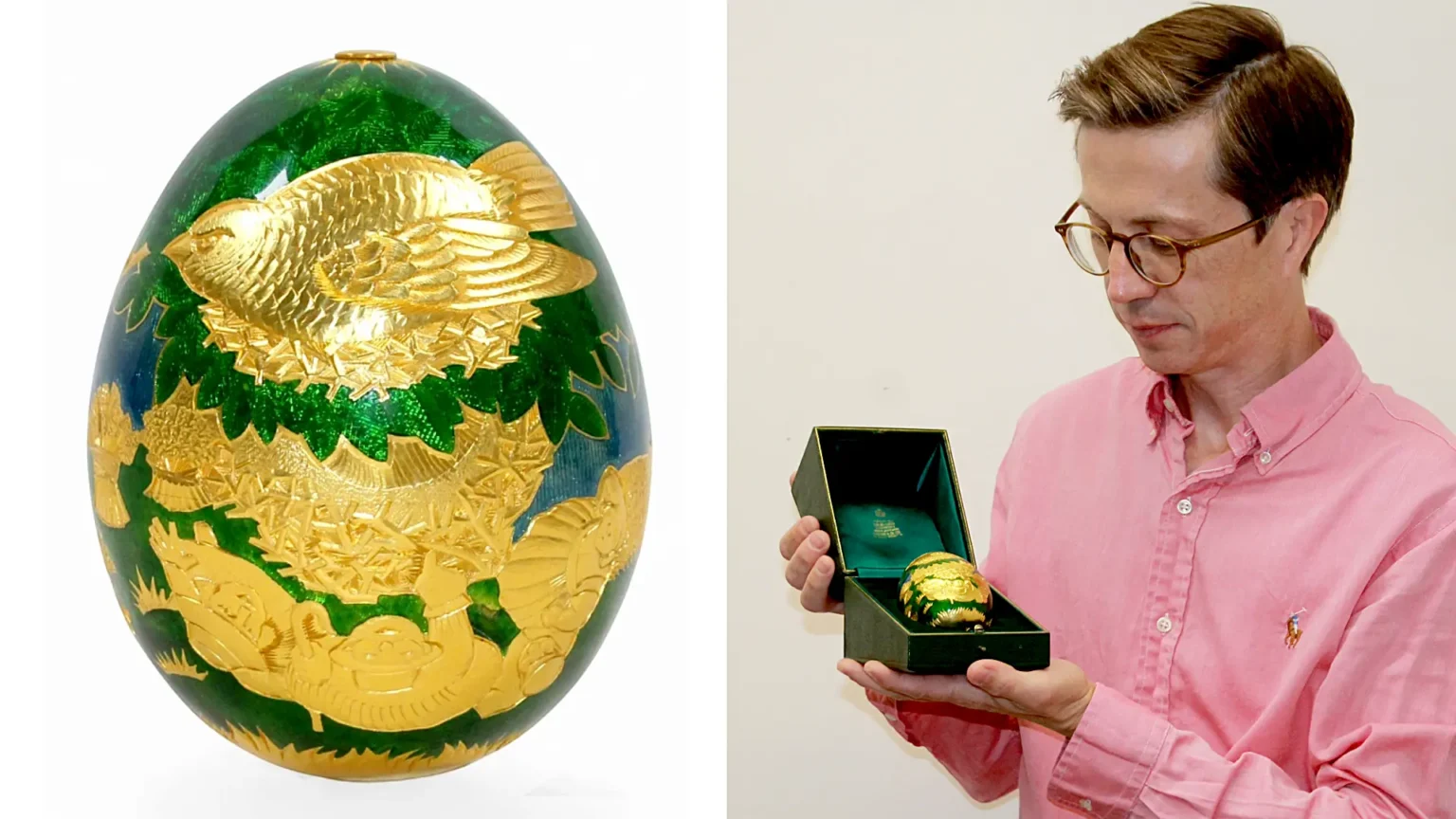 A rare solid gold Cadbury egg from the 1983 Conundrum treasure hunt has sold for a staggering £123,500 - smashing a world auction record and its estimate six times over.