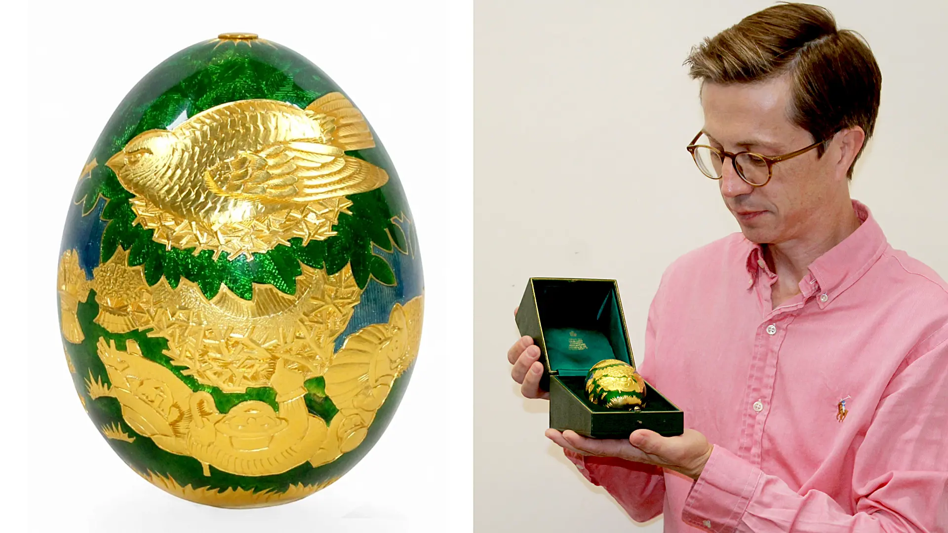 A rare solid gold Cadbury egg from the 1983 Conundrum treasure hunt has sold for a staggering £123,500 - smashing a world auction record and its estimate six times over.