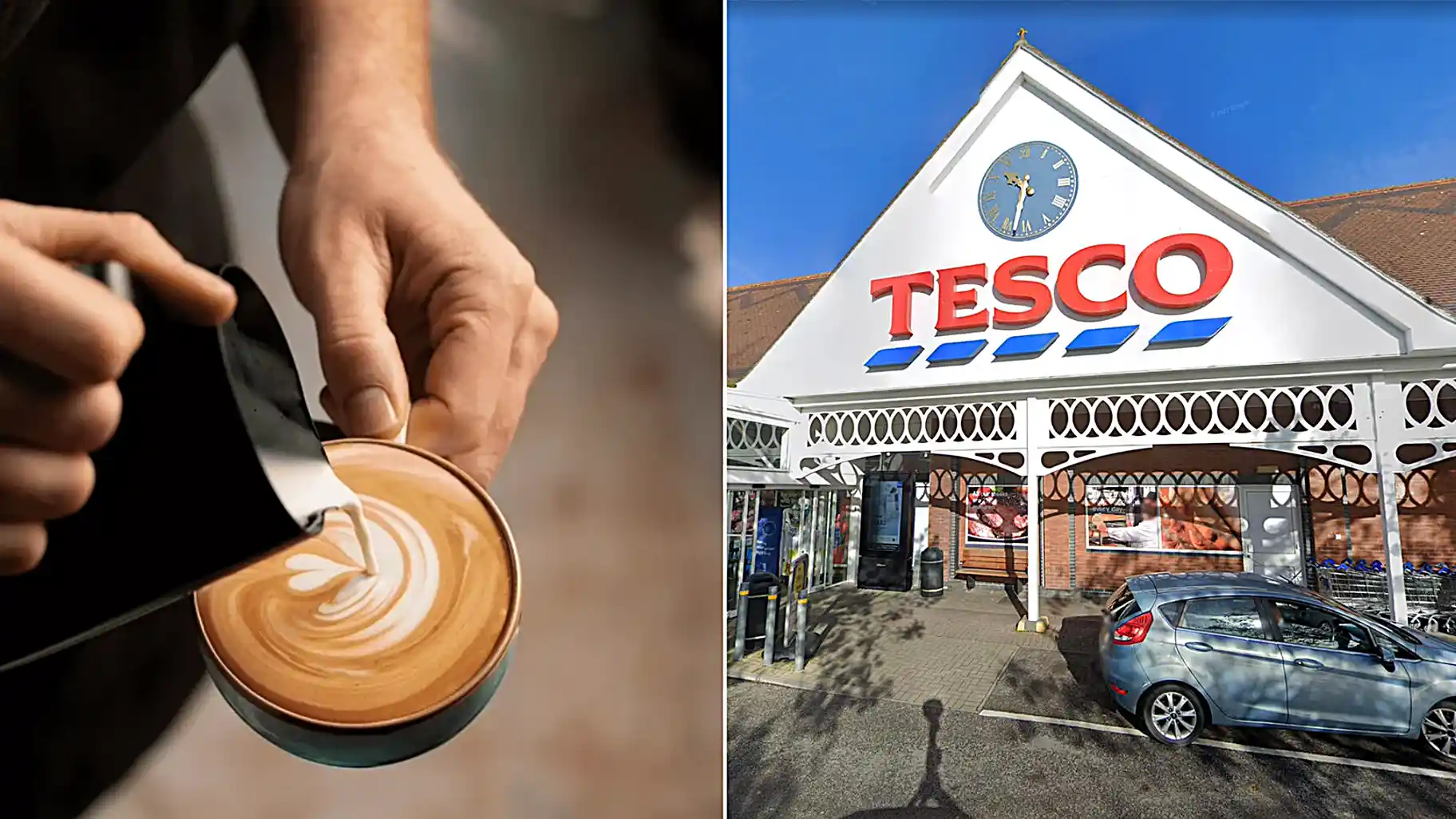 Tesco shoppers can now grab a cafe-style coffee as part of their meal deal thanks to new self-service machines - but only two stores are trialling them for now.
