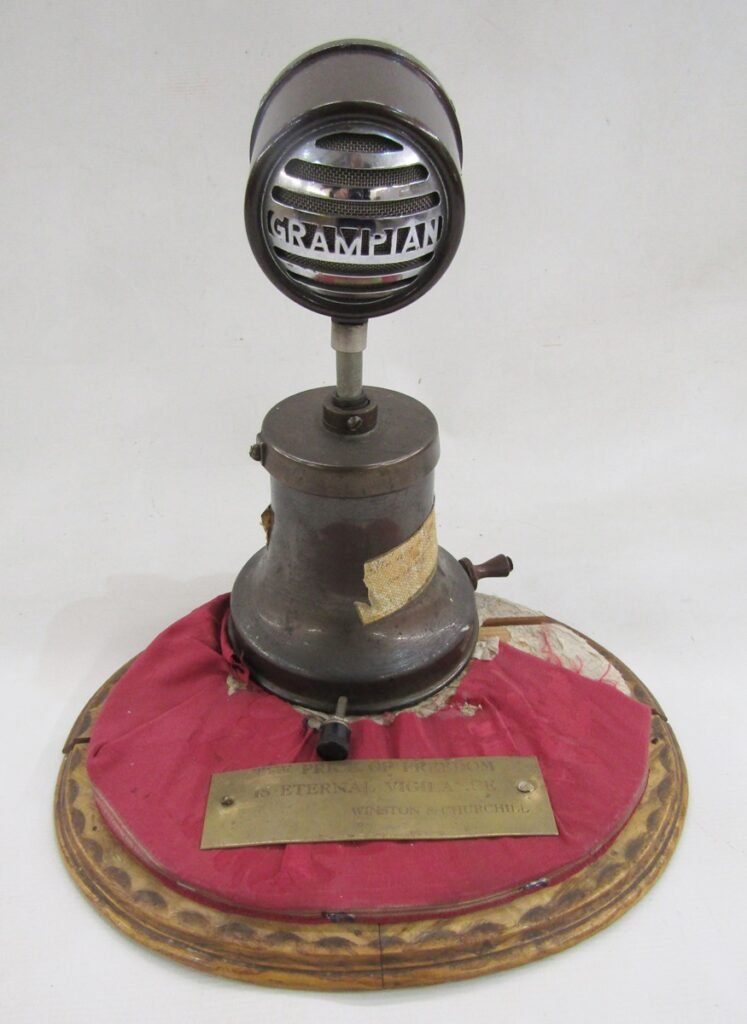 The historic microphone used by Winston Churchill as he celebrated victory over Nazi Germany is set to go under the hammer - with a £12,000 estimate.