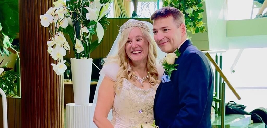 A couple who met and married on a cruise ship now live permanently at sea - spending up to £7,500 a month and not setting foot on land for 900 nights.