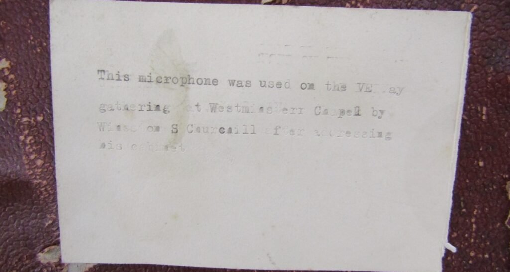 The historic microphone used by Winston Churchill as he celebrated victory over Nazi Germany is set to go under the hammer - with a £12,000 estimate.