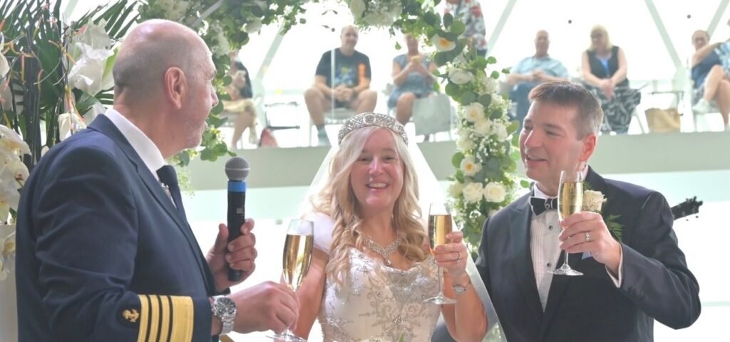 A couple who met and married on a cruise ship now live permanently at sea - spending up to £7,500 a month and not setting foot on land for 900 nights.